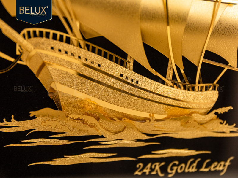 Tranh Thuyền Thuận Buồm Xuôi Gió Dát Vàng 24k 65x40cm